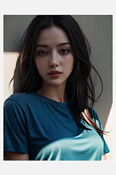 T恤美女写实摄影AI数字艺术-众图网