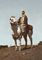 Man on Horseback, Mitchell Malloy : Painting I did to teach myself how to paint horses a bit. Based on an old daguerreotype photo, and then rotated the point of view so I could train myself how to interpret the forms from imagination. The colors are all m