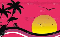 日落夏日夏威夷背景