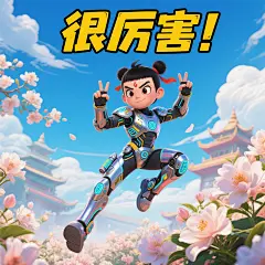 生成哪吒表情包 - 豆包