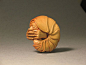 Boxwood netsuke with 22ct gold inlay. Contemporary