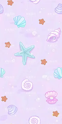 贝壳海星  - 源文件下载【酷图网】海洋背,贝壳,海星,海洋,数码印花,手绘,女装大牌方巾