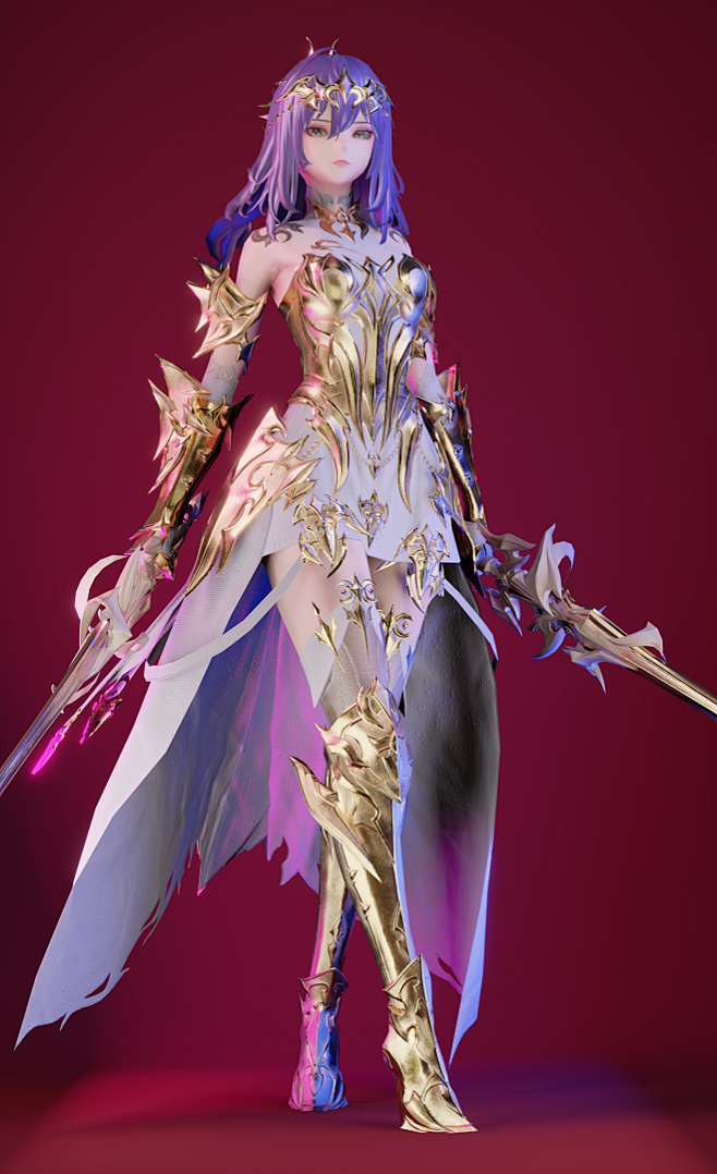 女骑士 战士 Oasis 女角色-独立角色模型-微元素 - Element3ds.com!