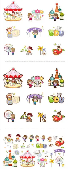 可爱卡通游乐园矢量素材图片