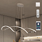 TONGCIYU Modern Pendant Light Kitchen Light Fixtures Chandeliers for Dining Room pendant lights kitchen island Adjustable hanging lights Remote control/APP dimming 28W (Chrome plating)