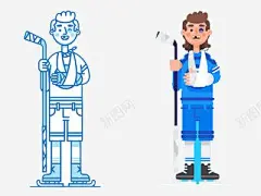 手受伤的卡通病人高清素材 卡通人物 溜冰鞋 绷带 免抠png 设计图片 免费下载