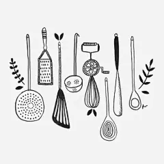 卡通厨具png免抠素材_新图网 https://ixintu.com 勺子,厨房用品,手绘勺子,文艺涂鸦线条厨具插画,涂鸦厨具免扣PNG,涂鸦打蛋器免扣PNG,漏勺,线条,铲子