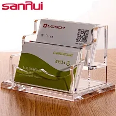 三锐创意名片架多层名片盒透明名片架子两层桌面亚克力名片架座