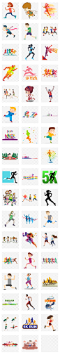 卡通跑步运动健身比赛马拉松跑步剪影PNG素材
