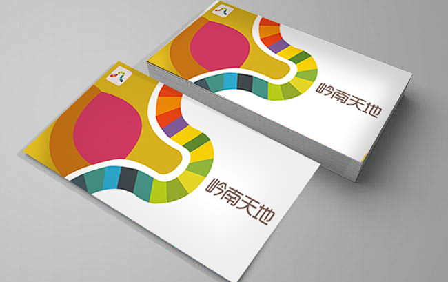 五彩色轮廓名片效果图