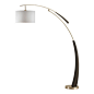 NOVA of California - Launch, Arc Lamp - Overarching design principles converge to shed new light on casual contemporary style. The sleek and simple style of NOVA's Launch Collection brings dark brown and brushed nickel together with a white linen shade, c