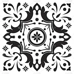 手绘模式的瓷砖在黑色和白色的颜色。