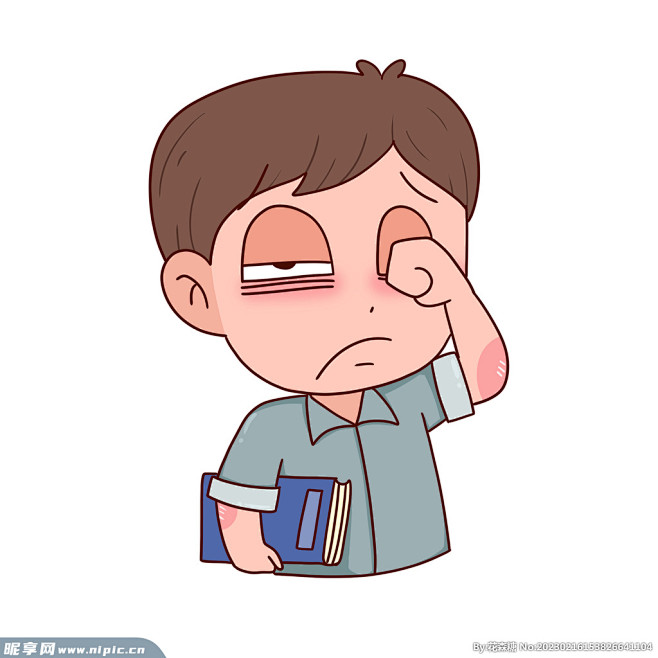 犯困的上班族男人卡通手绘