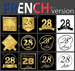 French set of number 28 templates