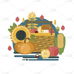 装着秋天水果和蔬菜的木箱