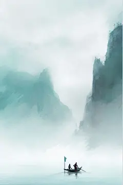 AI数字艺术手绘渔船惊蛰插画-众图网