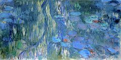 Water Lilies, Reflections of Weeping Willows, 1916-19 01奥斯卡-克劳德·莫奈Oscar-Claude Monet（1840～1926），印象派领导者，印象派代表人物和创始人之一。创作有大约250幅《睡莲》油画系列。很多都属于组画，所谓“组画”，就是画家在同一位置上，面对同一物象，在不同时间、不同的光照下所作的多幅画作。区分它们的，仅仅只是大师对光与色的瞬间捕捉。这些画描绘了他在吉维尼（Giverny）家中的花园，是他生命中最后三十年艺术创作的主要焦点