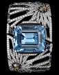 一个67.93克拉的祖母绿切割海蓝宝石，卡地亚白K金，玫瑰切割棕色钻石，蓝宝石，黑曜石，brilliants