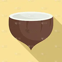 椰子,图标,一半的,扁平化设计,椰子岛,清新,食品,维生素,成分,甜点心
