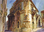 美国水彩画家 Alexander Creswell 建筑水彩。