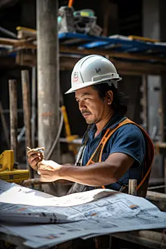 大楼建设工地施工人物肖像摄影图片
