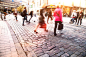 Motion Blur of People Walking in the City