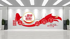 红色四史教育党建原创文化墙