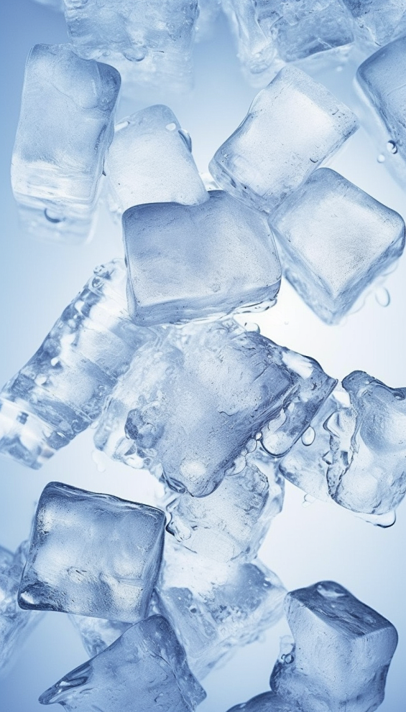 蓝色背景下的冰冻冷冻冰块摄影图