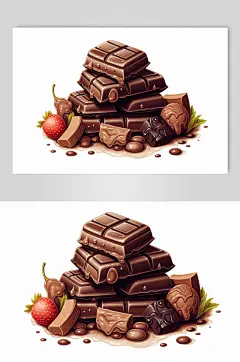 AI数字艺术巧克力水果插画