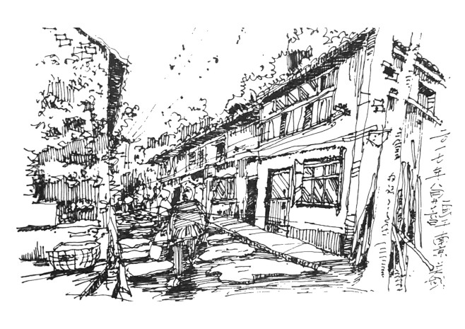 o五爷o从大关撩画转采于2020-06-06 13:03:56《巷子》速写o五爷o该