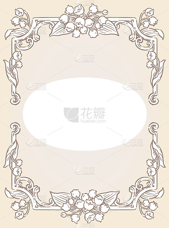 装饰优雅的框架与百合花在古董和复古风格。...