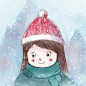 儿童插画    等一场，初雪 小小渔Foy
