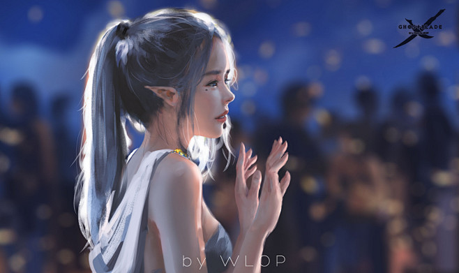 974439WLOP 《鬼刀》CG 漫画 4K 电脑 动漫 高清 壁纸 精灵 天使 风铃公主 短发女孩