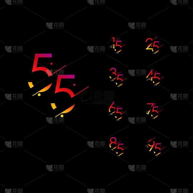 55周年庆典优雅数字矢量模板设计插图