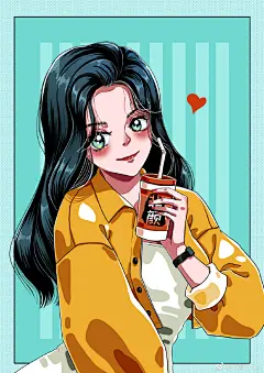 秋天的第一杯奶茶？安排！☕️#插画##平涂##头像##板绘##奶茶# ​​​​