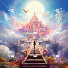 天堂 国家 城堡 楼梯 精神 步行 感激 家园 崇拜 祷告