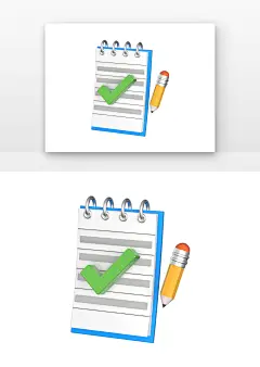 3D立体办公记事本铅笔元素