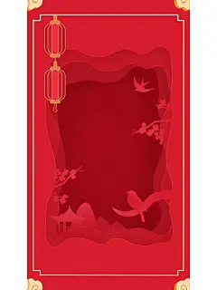 高级感中国风|红色背景图|剪纸风|创意立体 - 小红书