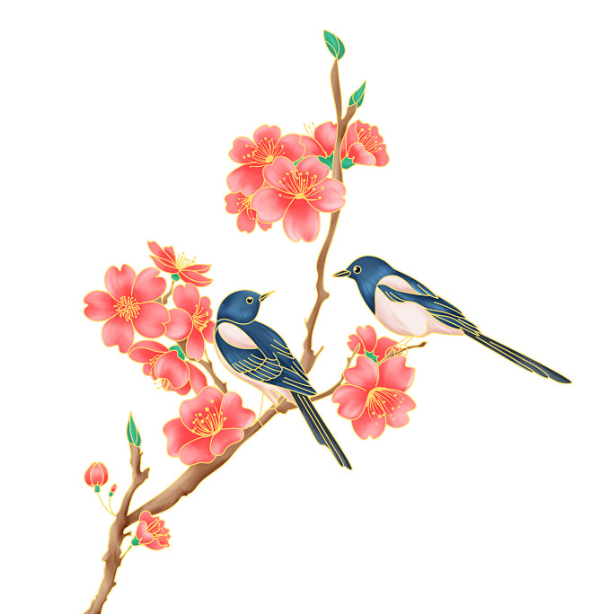 中国风
国潮
喜鹊
桃花
春天
七夕
浪...