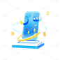 金融股市股票大盘数据看板元素创意组合3D贴纸套装