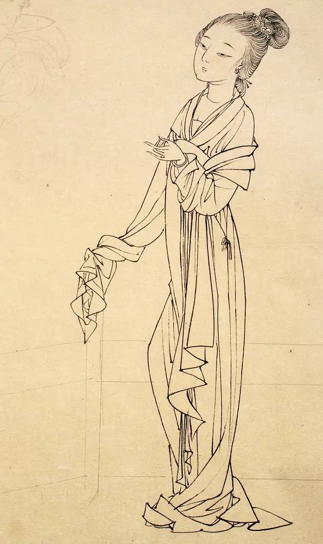 著名画家蔡岚工笔画仕女线描稿 ​​​​