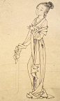 著名画家蔡岚工笔画仕女线描稿 ​​​​