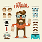 Hipster character illustration with hipster elements on Behance