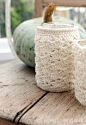 free pattern: crochet-jar cosy.  Just thought it was cute.  Thought of Gloria.  Put a tea light in the jar and set a mood.  Pattern is free and you can make it for wine bottles (great gift idea), and any size jar.