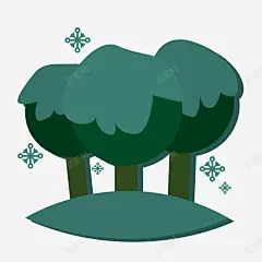 立体大树雪花覆盖手绘绿色卡通树 免抠png 设计图片 免费下载 页面网页 平面电商 创意素材
