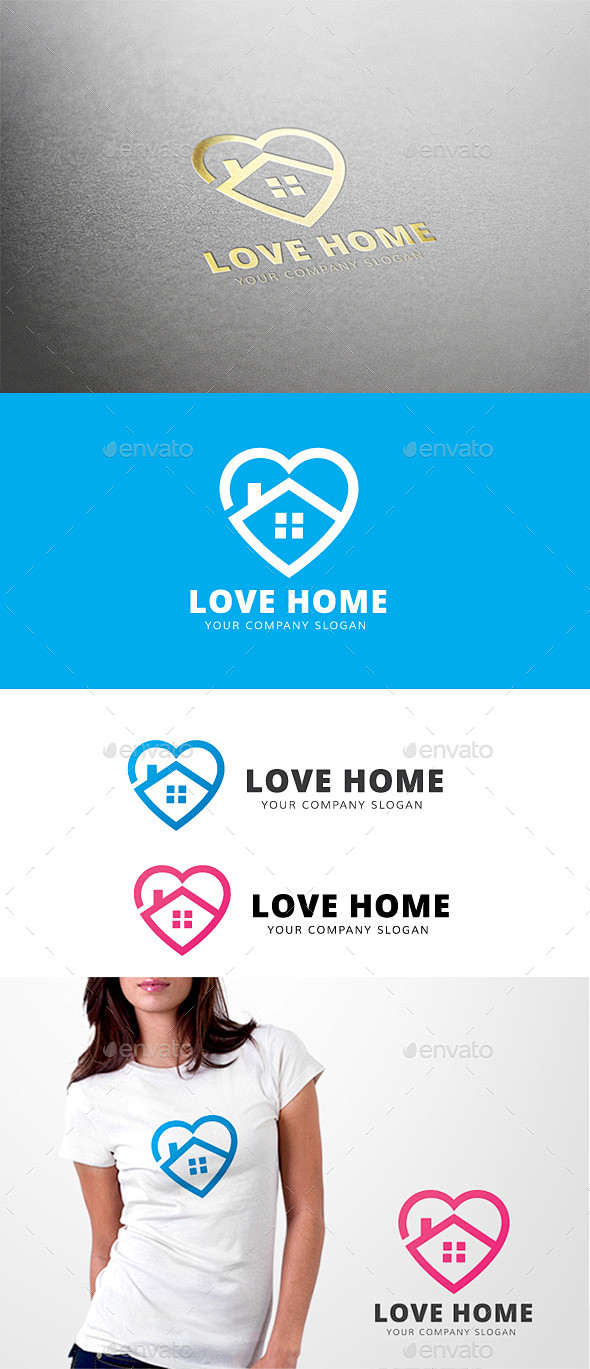 爱回家——建筑标志模板Love Home - Buildings Logo Templates品牌、构建、建筑、医疗、干净、公司建设,心,回家 ...