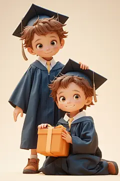 AI数字艺术毕业季学士服卡通人物模型