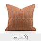 极简沙发样板房简约现代新中式橙色绗棉几何图形定制抱枕床头靠垫-淘宝网