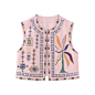 TRAF Women Spring Summer Floral Embroidery Cardigan Vest Vintage V Neck Short Waistcoat Female Casual Streetwear Chic Tops