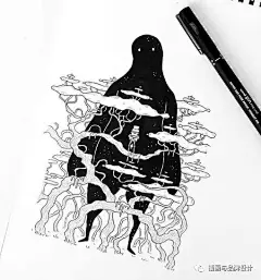 插画丨速写本上黑白手绘，非常有个性，好奇请闯入
